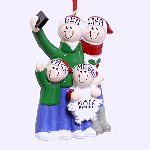 Personalized Selfie Family of 4 Ornament – Free Customization