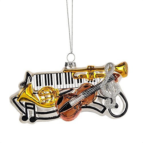 Midwest-CBK Glass Music Collage Keyboard, Violin, Horn Ornament