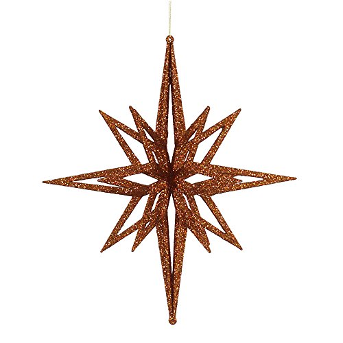 Vickerman Glittered 3-D Star Shaped Christmas Ornament, 16″, Copper
