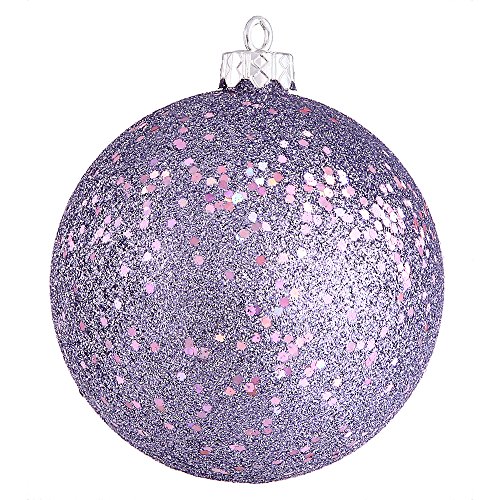 Vickerman Sequin Finish Christmas Ball Ornament Seamless Shatterproof with Drilled Cap, 4 per Bag, 6″, Lavender