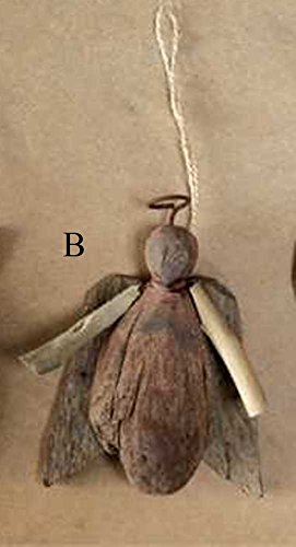 Creative Co-Op Natural Lodge Collection Driftwood Angel Ornament, Choice of Style (B)