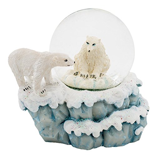 Polar Bears 3 x 3 Miniature Resin Stone 45MM Water Globe Table Top Figurine
