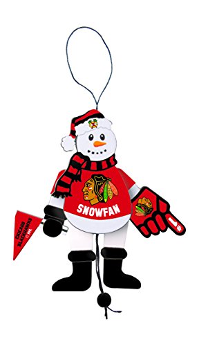 NHL Chicago Blackhawks Wooden Cheering Snowman Ornament