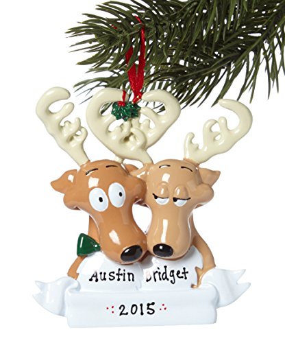 Deer Family Of 2 Personalized Christmas Ornament