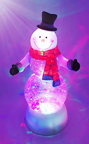 Snowman Swirl Dome Snowglobe With Color Changing LED Light Up Glitter Liquid Ornament Christmas Xmas Decoration. 9″ High