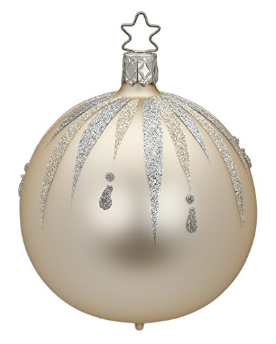 Ball 8 cm, Fancy, Champagne Matte, #20259T008, from the 2016 Winter Palace Collection by Inge-Glas Manufaktur; Gift Box Included