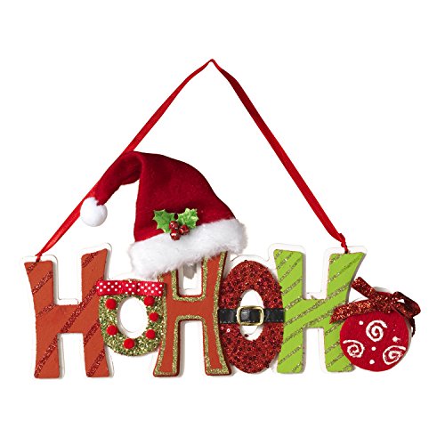 HoHoHo Christmas Tree Ornament with Santa Claus Hat Holiday Decoration