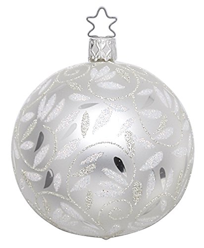 Ball 8 cm, Delights, White Matte, #20158T008, from the 2016 Silver and White Elegance Collection by Inge-Glas Manufaktur; Gift Box Included