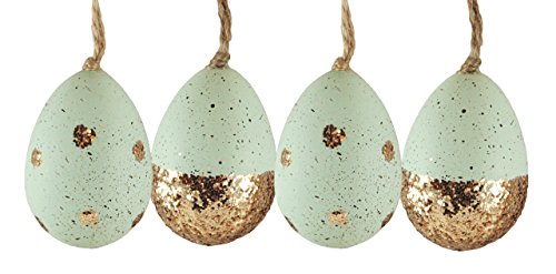 Easter Egg Mint & Gold Glitter Hanging Ornaments – Set of 4