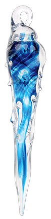Glass Eye Studio Frosty Winter Sapphire Glow in Dark Ornament 4.5″