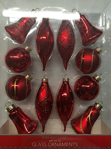 Holiday Lane set of 12 red ornaments