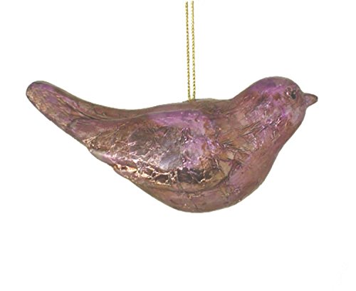 Sugared Fruit Lilac Distressed Foiled Bird Figure Christmas Ornament 4.5″