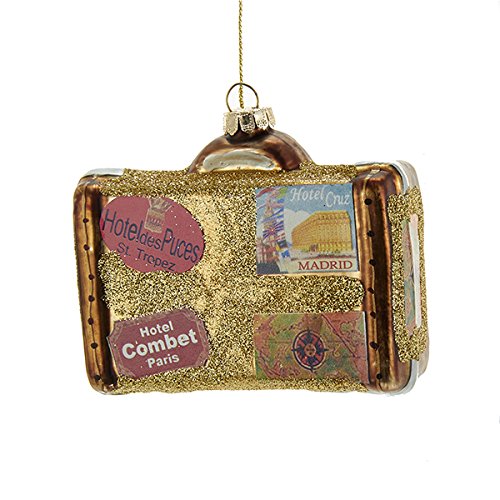 Kurt Adler Gold Suitcase Glass Noble Gem Christmas Ornament