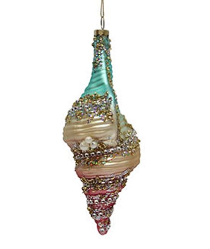 December Diamonds Rainbow Tulip Sea Shell Glass Christmas Ornament 7980610 Beach