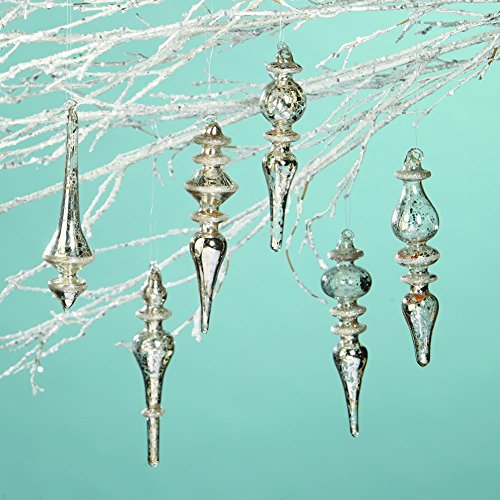 Bethany Lowe Mercury Glass Finial Ornaments, Set of 6 Styles