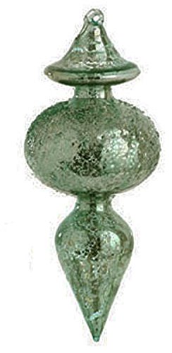5″ Shiny Green Blue Antique Inspired Glass Finial Christmas Ornament