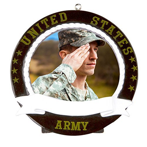 Army Picture Frame Personalized Christmas Tree Ornament by Polar X