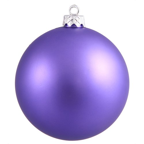 Vickerman Matte Finish Seamless Shatterproof Christmas Ball Ornament, UV Resistant with Drilled Cap, 6 per Bag, 4″, Purple