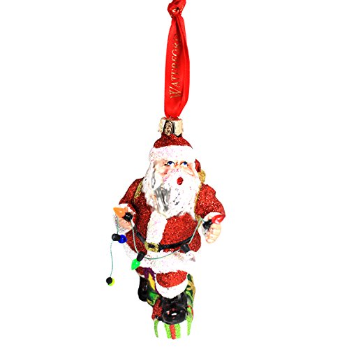 Waterford Holiday Heirloom Santa with Lights Glass Ornament, Red