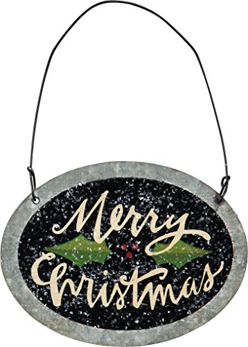 PBK Christmas Decor – Tin Metal Merry Oval Ornament Sign #24895
