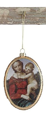 Mary Holding Baby Jesus Glass Hanging Christmas Ornament