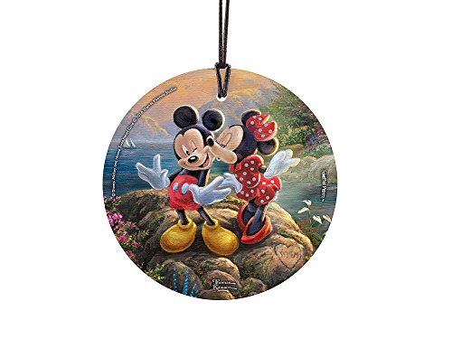 Thomas Kinkade Studios Mickey and Minnie Sweetheart Cove StarFire Prints Hanging Glass Christmas Ornament