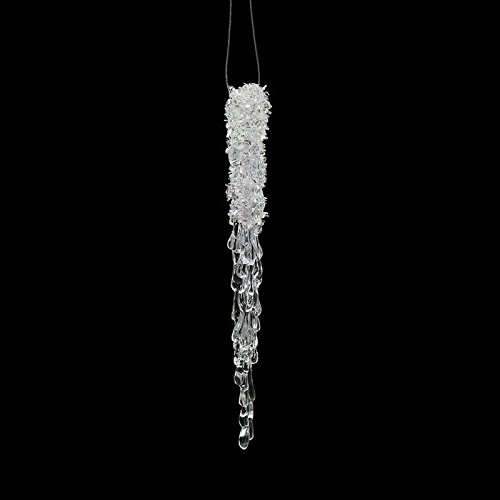 Vickerman Glitter Icicle Ornaments, 8-Inch, Clear, 6-Pack