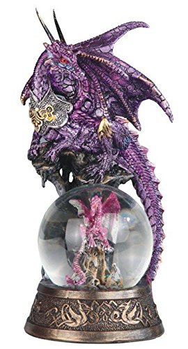 StealStreet SS-G-71552 Purple Dragon On Baby Pink Dragon Snow Globe Decorative Statue