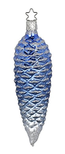 Frosty Fir Cone, #1-209-16, from the 2016 Magical Blue Collection by Inge-Glas Manufaktur; Gift Box Included