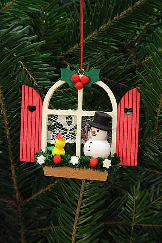 Tree ornaments Tree Ornaments Adevnt Window with Snowman – 7,6×7,0cm / 3×3 inch – Christian Ulbricht