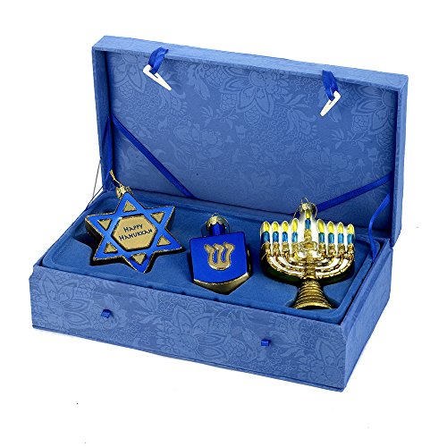Kurt Adler Noble Gems Hanukkah Ornament 3-Piece Set
