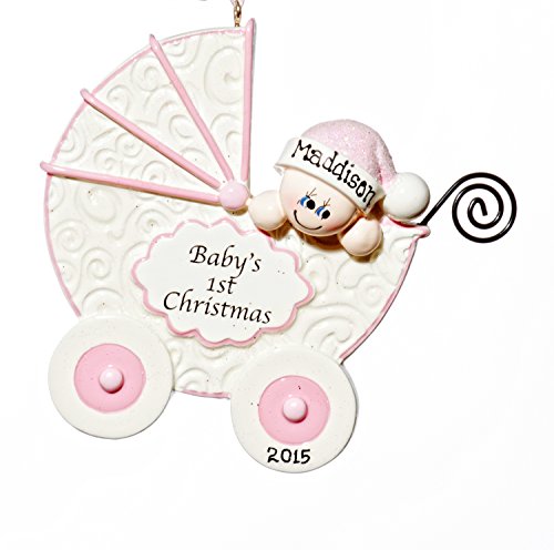 Baby Holiday Christmas Tree Baby Buggy 1st Baby Ornament-Free Names Personalized-Shipped In One Day