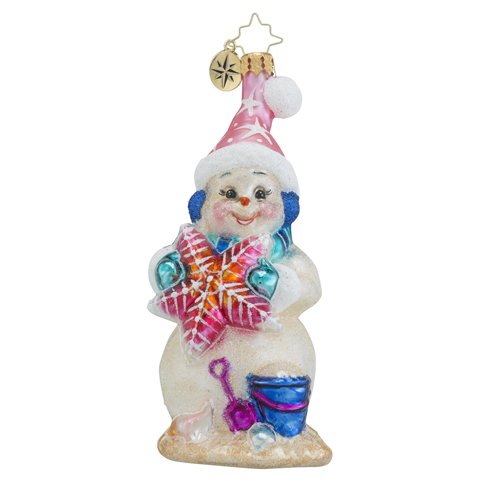 Christopher Radko Sea Shore Sandy Surf & Sun Snowman Christmas Ornament