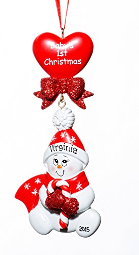 Baby Holiday Christmas Tree Candy Cane Baby Red Ornament-Free Names Personalized-Shipped In One Day