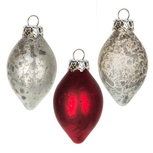 Vintage Mini Drop Shape Assorted Traditional Glass Christmas Ornament Set of 6