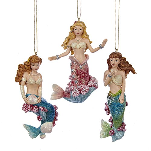 Ocean Beauties Mermaids Pink Blue Green Christmas Holiday Ornaments Set of 3 by Kurt Adler