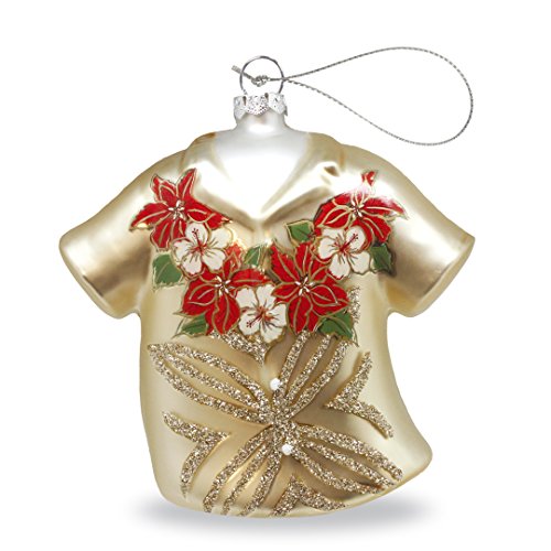 Molded Glass Ornament ALOHA SHIRT – HOLIDAY HIBISCUS