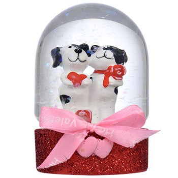 Mini Polyresin and Glass Valentine Water Globes, 4in (Puppy)