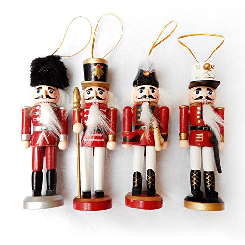 Maphissus Wooden Christmas Nutcracker Ornaments Set (Pack 4) 15CM= 6INCH