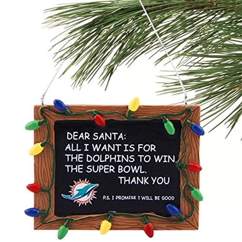 Miami Dolphins Official NFL 3 inch x 4 inch Chalkboard Sign Christmas Ornament