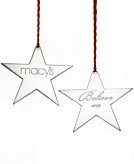 Set of 4 Macy’s Christmas “Believe” Ornaments 3.38″ Silver Star 2009