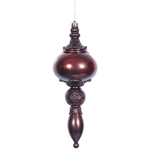 Vickerman 452196 – 12″ Antique Red Scultped Finial Christmas Tree Ornaments (2 pack) (ON164603)