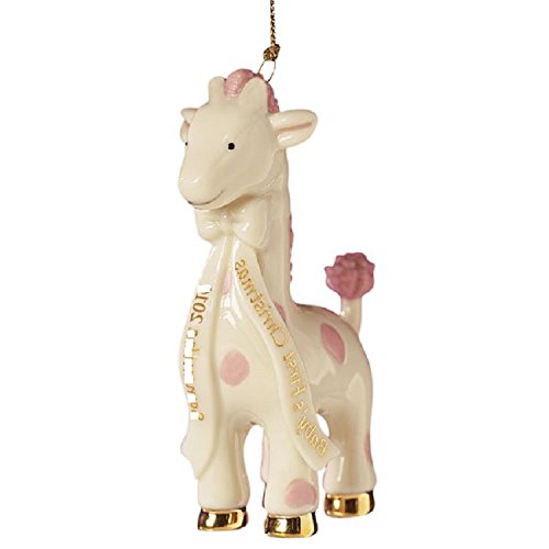 Lenox Pink Baby’s First Christmas Giraffe Ornament Baby Girl 2017 new Rare item