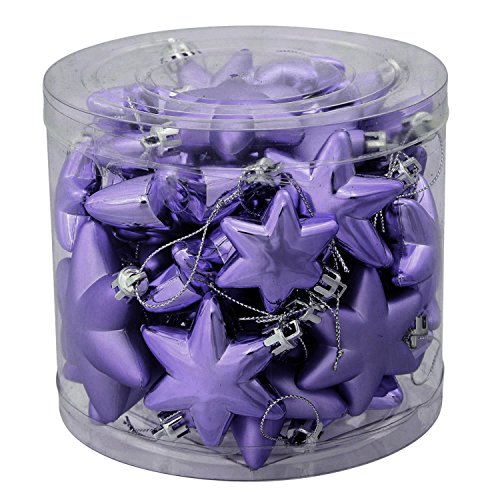 36ct Matte & Shiny Periwinkle Purple Star Shatterproof Christmas Ornaments 1.5″-2″