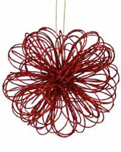 Kurt Adler Red Flower Glittery Ornaments [H9242A]