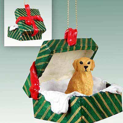 Conversation Concepts Golden Retriever Gift Box Green Ornament