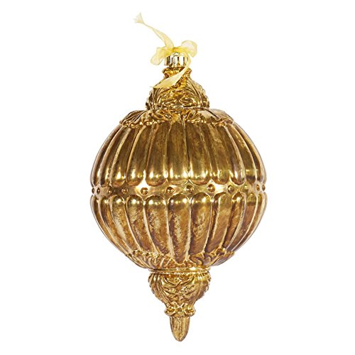 Vickerman O128013 Ball Drop Ornament (1/Box), 12″, Antique Gold