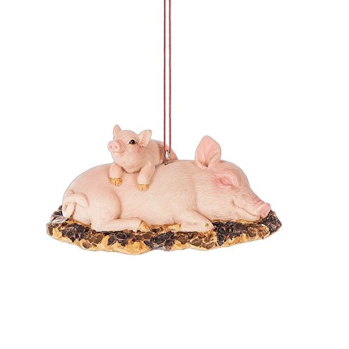 Midwest-CBK Pink Pig with Baby in Slop Christmas Ornament