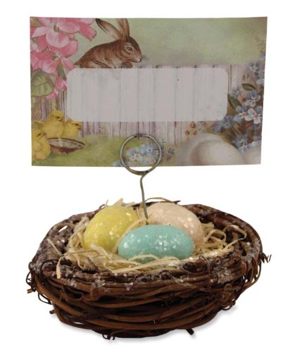 BETHANY LOWE Pastel Eggs in Nest Placecard Holder/Ornament (Set of 4)