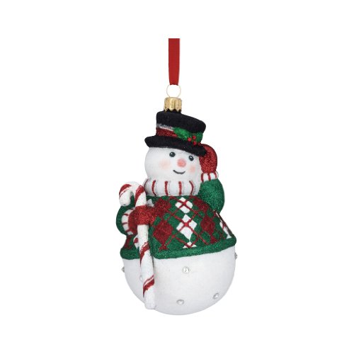 Reed & Barton C4105 Candy Cane Snowman Ornament, 4-1/2-Inch High